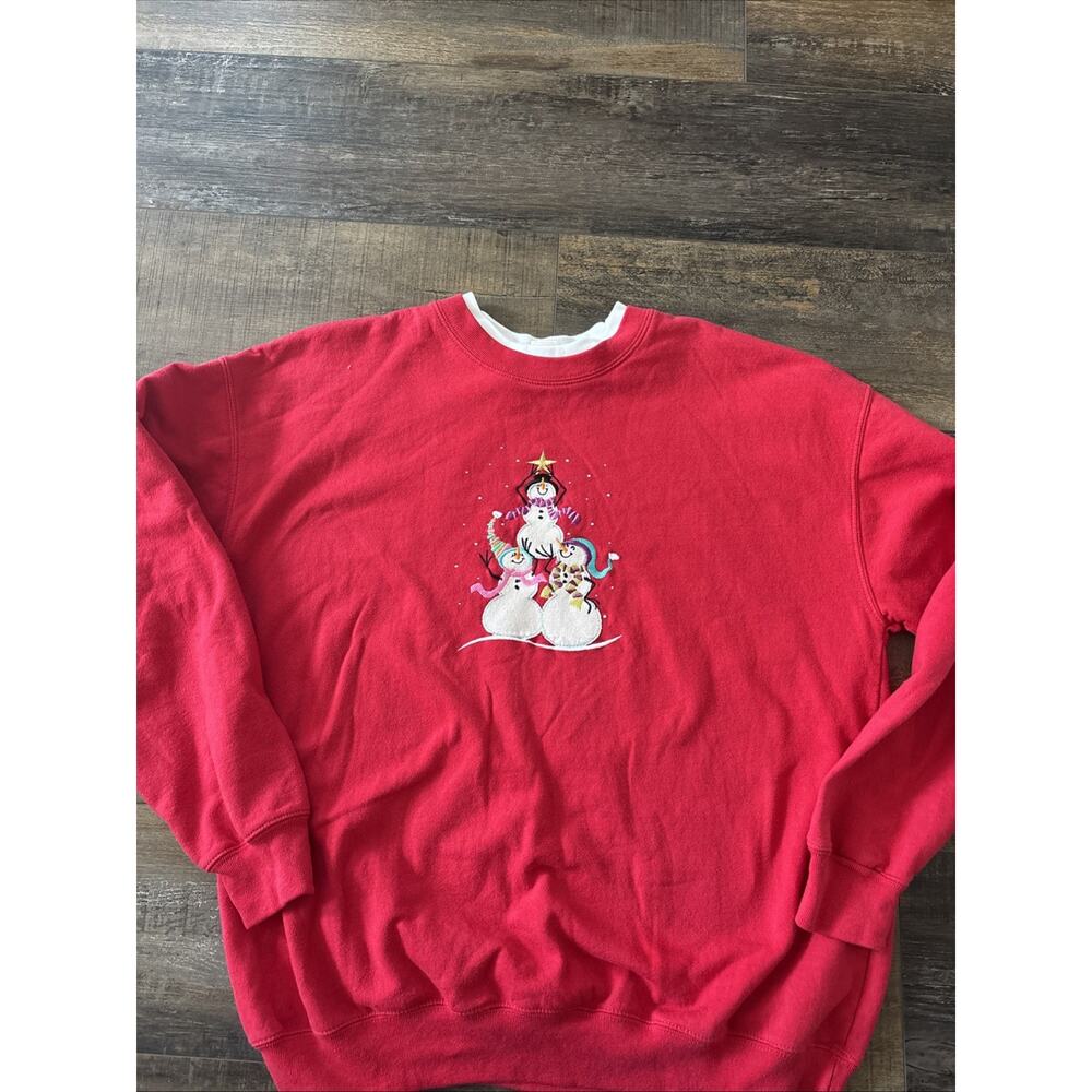 M & C Sportswear Christmas Sweatshirt Snowmen‎ Ladies Large Grandma 90’s Ugly